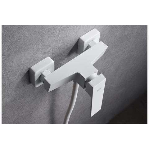 Imex Miscelatore Doccia In Ottone E Zama Bianco Opaco Con Cartuccia Ceramica Ø35 Mm Tubo Flessibile Pvc 180 Cm Portamanopola In Abs Manopola Quadrata Imex-bdar025-5bl Art - Foto 1