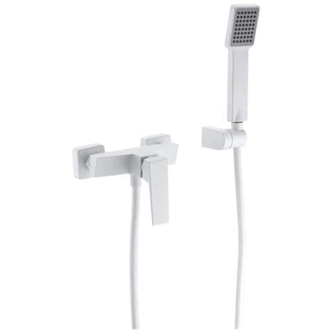 Imex Miscelatore Doccia In Ottone E Zama Bianco Opaco Con Cartuccia Ceramica Ø35 Mm Tubo Flessibile Pvc 180 Cm Portamanopola In Abs Manopola Quadrata Imex-bdar025-5bl Art - Foto 2