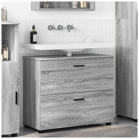 Mobile da Bagno con cassetto Grigio sonoma 76.5 x 35 x 64 cm - Foto 2