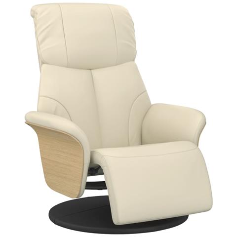 Poltrona Reclinabile con Poggiapiedi Crema in Similpelle - Foto 1