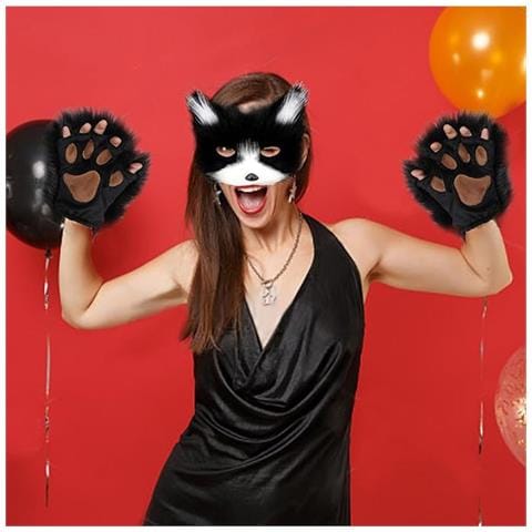 Set Costume Maschera Volpe Di Peluche - 4 Pezzi: Accessori Cosplay Halloween - Foto 2