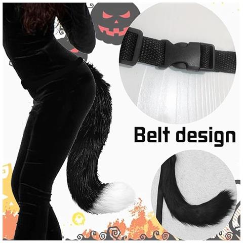 Set Costume Maschera Volpe Di Peluche - 4 Pezzi: Accessori Cosplay Halloween - Foto 6