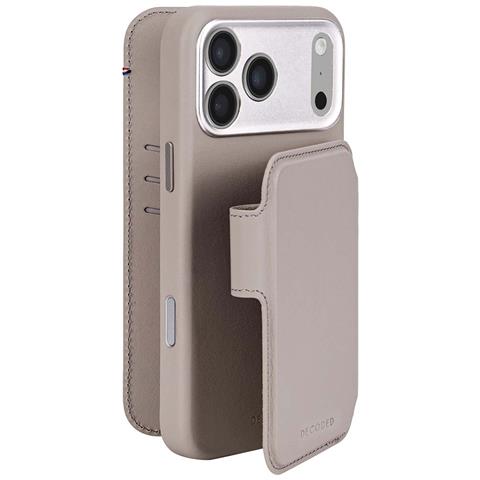 Custodia A Libro Per Iphone 17 Pro Max Magsafe In Pelle Con Cover Staccabile, Beige - Foto 2