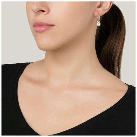 Orecchini A Cerchio In Argento Con Pallina Pendente - Foto 2