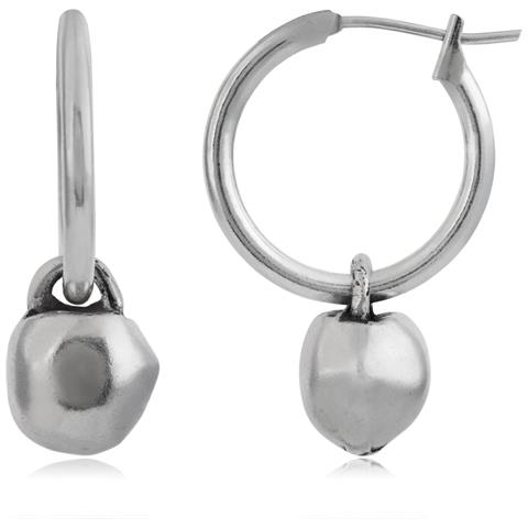 Orecchini A Cerchio In Argento Con Pallina Pendente - Foto 3