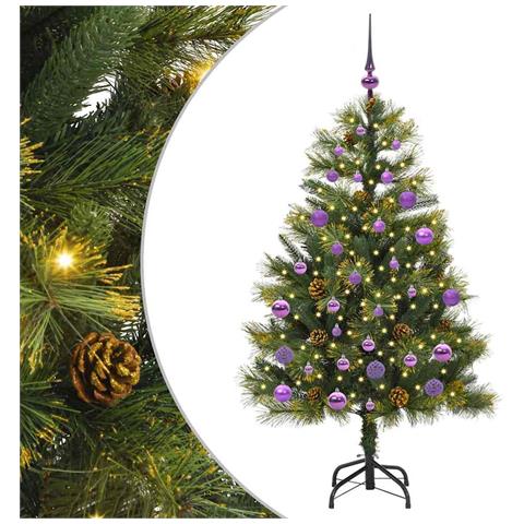 Albero di Natale artificiale pieghevole con coni Verde 150 cm - Foto 1