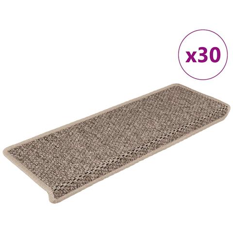 Tappeti Adesivi Scale Aspetto Sisal 30 pz 65x21x4cm Beige Scuro - Foto 1