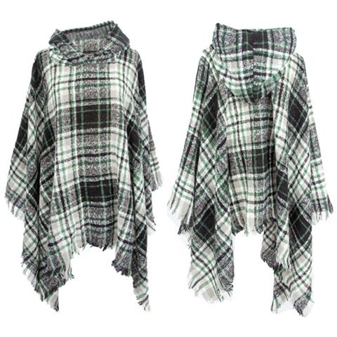 Mantella Con Cappuccio A Quadri Bianchi E Neri: Dichiarazione Di Moda Versatile E Calda White+black - Foto 1