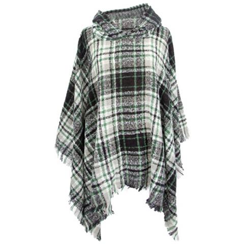 Mantella Con Cappuccio A Quadri Bianchi E Neri: Dichiarazione Di Moda Versatile E Calda White+black - Foto 2