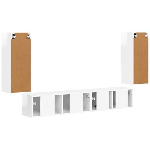 Set mobile TV 4 pz Bianco Lucido Legno ingegnerizzato - Foto 9