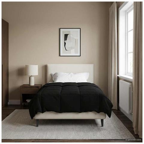 Piumone Completo Annuale Nero 155 x 220 cm Microfibra - Foto 2
