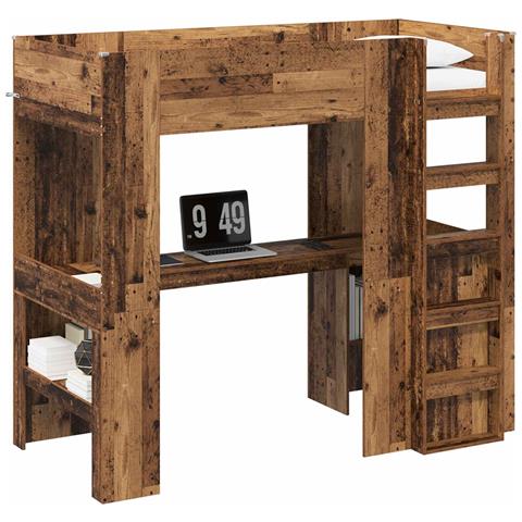 Struttura letto a castello con scrivania Legno vecchio - Foto 1
