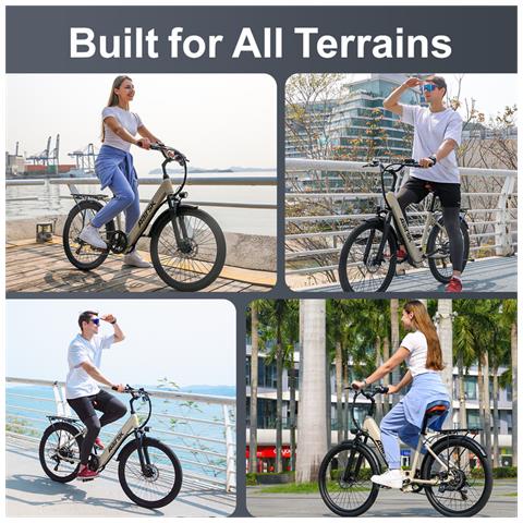 Bicicletta Elettrica 24 Pollici E-bike 250w Batteria 36v10ah Autononomia 30-60km Con Ripiani Su7- Beige - Foto 8
