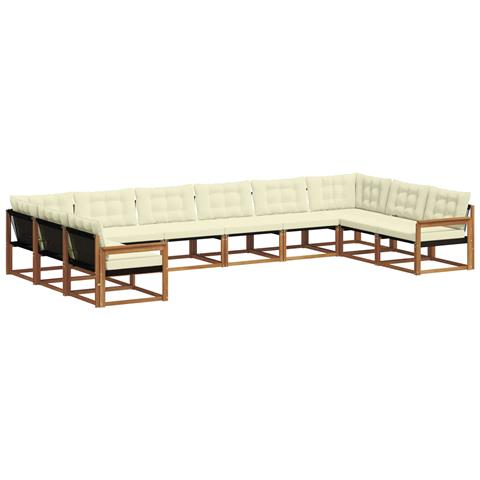 Set di divani da esterno con cuscino 10 pcs Naturale e Crema - Foto 1