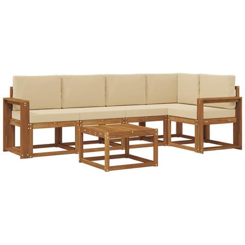 Set di divani con cuscino 6 pcs Naturale e Beige - Foto 1