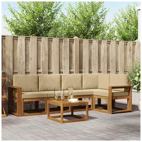 Set di divani con cuscino 6 pcs Naturale e Beige - Foto 2
