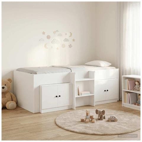 Struttura Letto Loft con Mobile 3 pcs Bianco Legno multistrato - Foto 2
