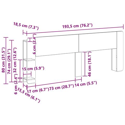 Testata del letto Legno antico Legno ingegnerizzato - Foto 7