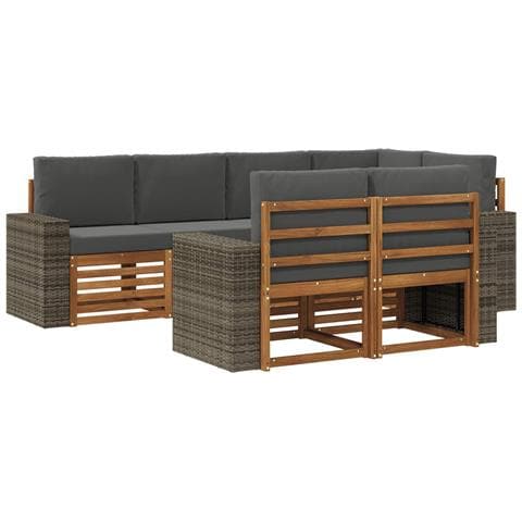 Set divano sezionale con cuscino 7 pcs Naturale e Antracite - Foto 1