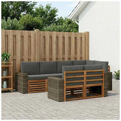 Set divano sezionale con cuscino 7 pcs Naturale e Antracite - Foto 2