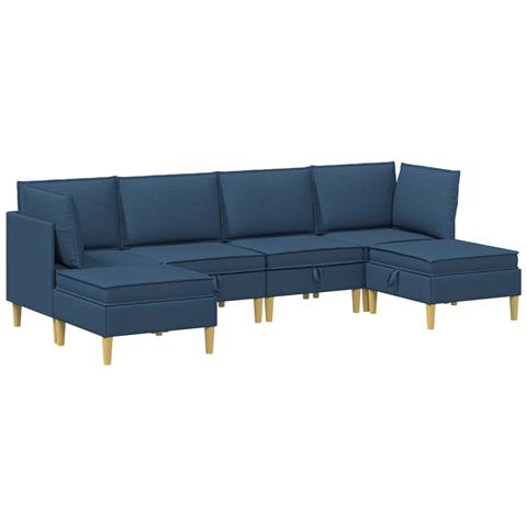 Set di divani modulari con spazio di archiviazione 6 pcs Blu - Foto 1
