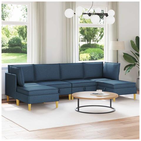 Set di divani modulari con spazio di archiviazione 6 pcs Blu - Foto 2