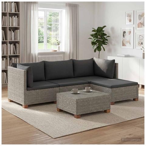 5 pz Set Lounge in Rattan con Cuscini GENDT Rattan naturale - Foto 10