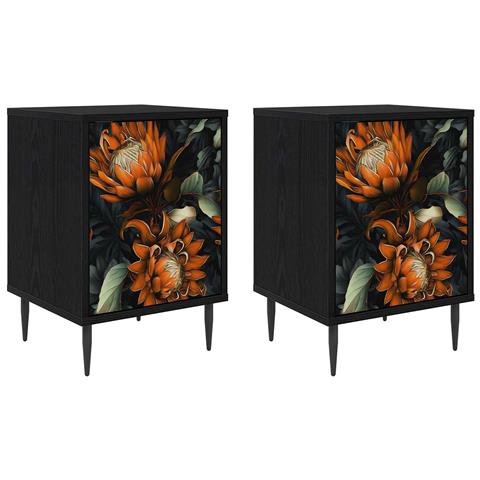 Armadio da Notte LOCHEM 2 pz Rovere Nero 36 x 33 x 51 cm - Foto 1