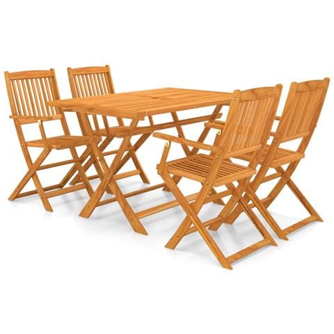 Set Da Pranzo Per Esterni 10 Pz In Legno Massello Di Acacia - Foto 1