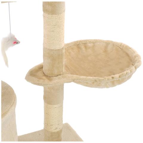 Albero Per Gatti Con Tiragraffi In Sisal 138 Cm Beige - Foto 2
