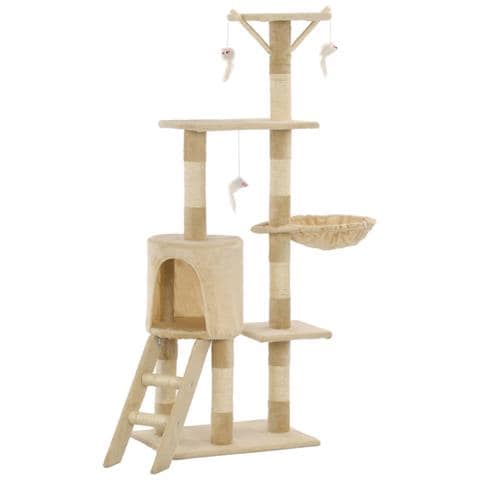 Albero Per Gatti Con Tiragraffi In Sisal 138 Cm Beige - Foto 1