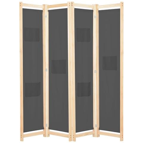 Divisorio A 4 Pannelli Grigio 160x170x4 Cm In Tessuto - Foto 1