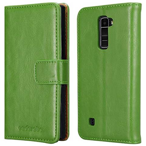 Custodia Compatibile Con Lg K10 2016 In Verde Erbe - Coperchio Protettiva Con Chiusura Magnetica, Funzione Stand E Tasca Per Le Carte - Foto 2