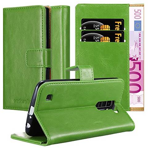 Custodia Compatibile Con Lg K10 2016 In Verde Erbe - Coperchio Protettiva Con Chiusura Magnetica, Funzione Stand E Tasca Per Le Carte - Foto 1