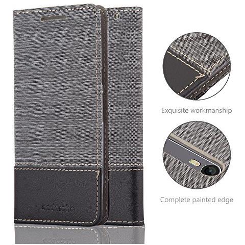 Custodia Compatibile Con Motorola Moto X Style In Grigio Nero - Coperchio Protettiva Con Chiusura Magnetica, Funzione Stand E Tasca Per Le Carte - Foto 2