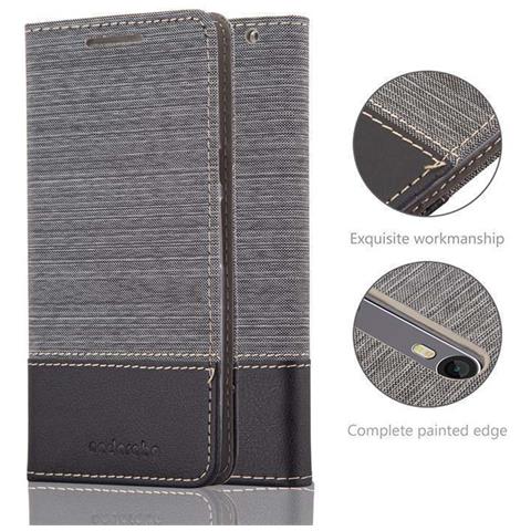 Custodia Compatibile Con Motorola Moto X Style In Grigio Nero - Coperchio Protettiva Con Chiusura Magnetica, Funzione Stand E Tasca Per Le Carte - Foto 8