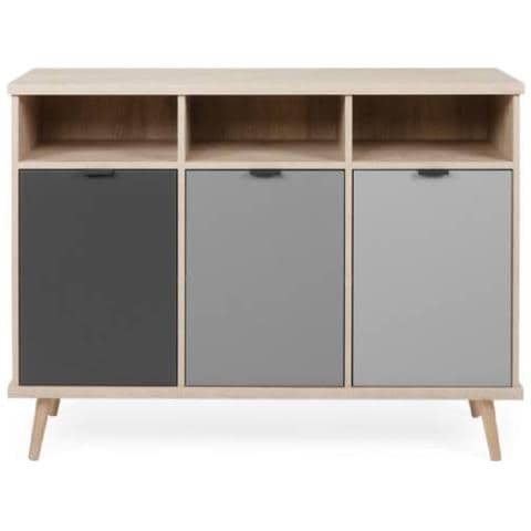 Credenza Tre Vani Sonoma Grigio Piedini Rialzati Cm 120 X 40 X 88 H - Foto 1