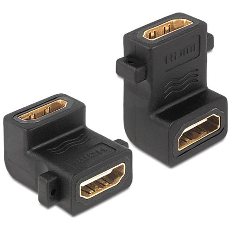 Adattatore Hdmi Femmina / Femmina A 90ø Con Fori Per Fissaggio - Foto 1