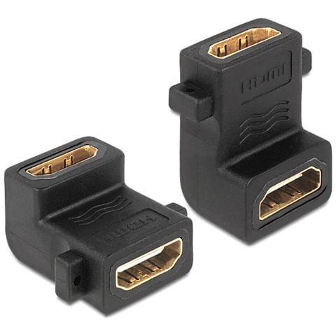 Adattatore Hdmi Femmina / Femmina A 90ø Con Fori Per Fissaggio - Foto 2