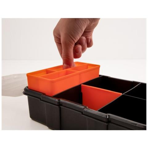 18419 Scatola Di Conservazione Armadietto Portaoggetti Rettangolare Plastica Nero, Arancione - Foto 3