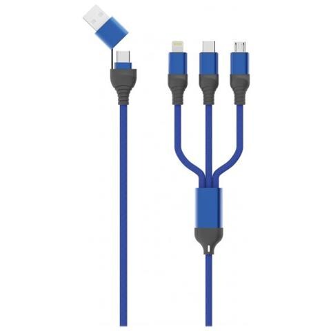 797360 Cavo Usb 1,2 M Usb A /usb C Usb C /micro-usb B /lightning Nero, Blu - Foto 1