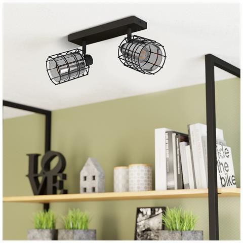 Plafoniera Industrial Consaca 2 Luci Acciaio Nero - Foto 1