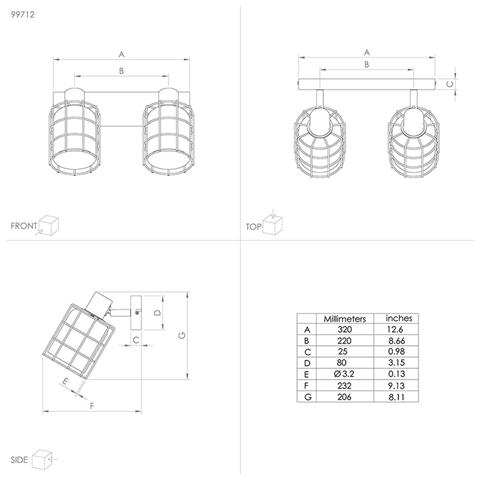 Plafoniera Industrial Consaca 2 Luci Acciaio Nero - Foto 3