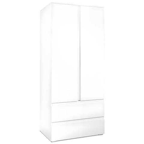 Armadio A 2 Ante Con 2 Cassetti Bianco - L80 X H191 Cm - Foto 2
