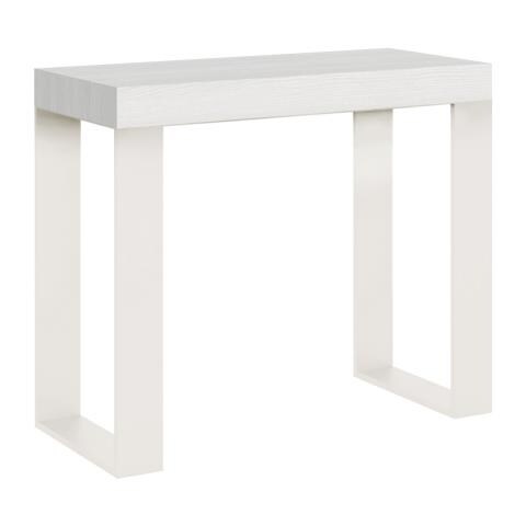 Consolle Allungabile 90x40/196 Cm Tecno Small Telaio Bianco - Bianco Frassino - Foto 1
