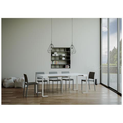 Consolle Allungabile 90x40/196 Cm Tecno Small Telaio Bianco - Bianco Frassino - Foto 2