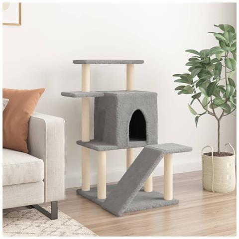 Albero Per Gatti Con Tiragraffi In Sisal Grigio Chiaro 97 Cm - Foto 2