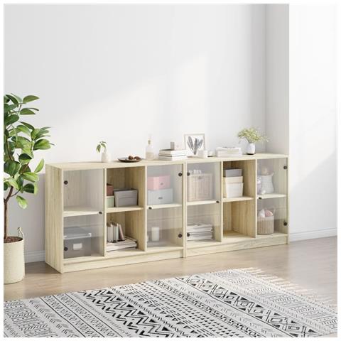 Libreria Con Ante Rovere Sonoma 204x37x75 Cm Legno Multistrato - Foto 3