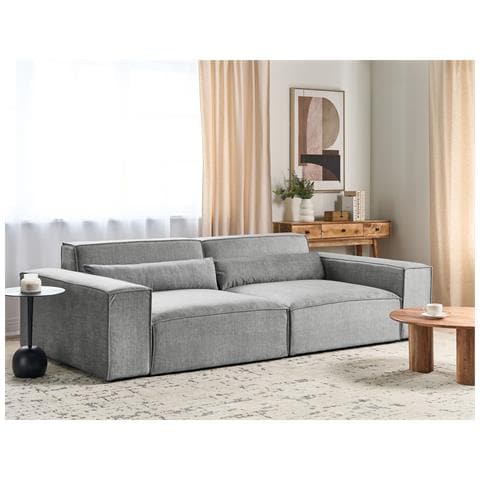 Divano Modulare 2 Posti Hellnar Tessuto Grigio - Foto 1