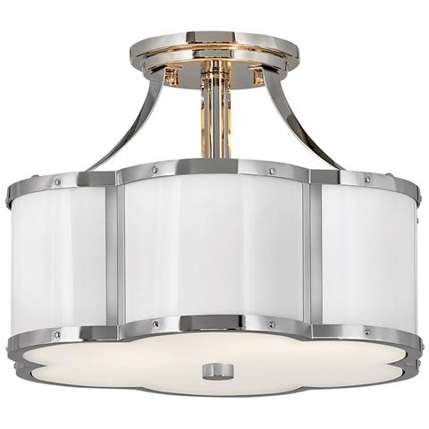 Lampadario Contemporaneo Chance Acciaio Nichel Lucido Vetro Bianco 2 Luci E27 - Foto 1